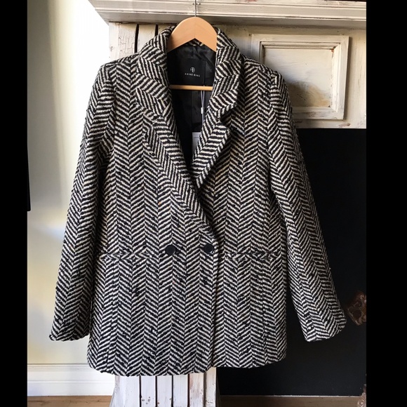 ANINE BING NWTs Iconic Fishbone / Diana Tweed Blazer Loved By Bloggers Sz. XS - Picture 1 of 14